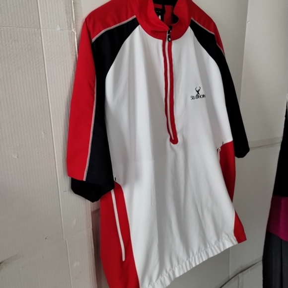 Footjoy Red White Blue 1/2 Zip Golf Sports Shirt SZ XL Comfy Colorful Active - Picture 5 of 11